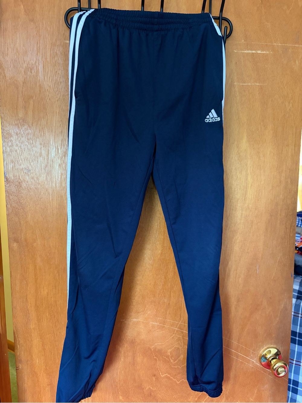 adidas Navy Joggers with White Side Stripes